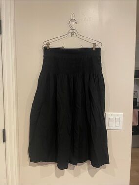 a new day Black A-Line Smocked Waist Midi Skirt